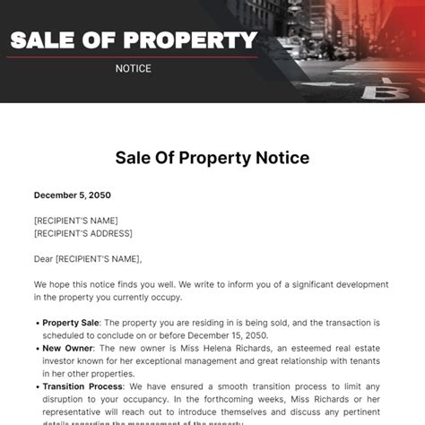 Notice of Sale .